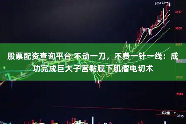 股票配资查询平台 不动一刀，不费一针一线：成功完成巨大子宫黏膜下肌瘤电切术